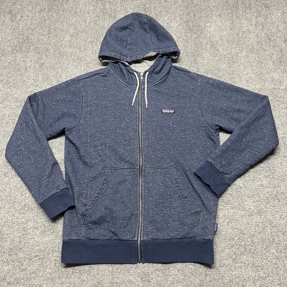 Patagonia P-6 Label French Terry Full-Zip Hoody Men Medium Blue Sweatshirt 39600